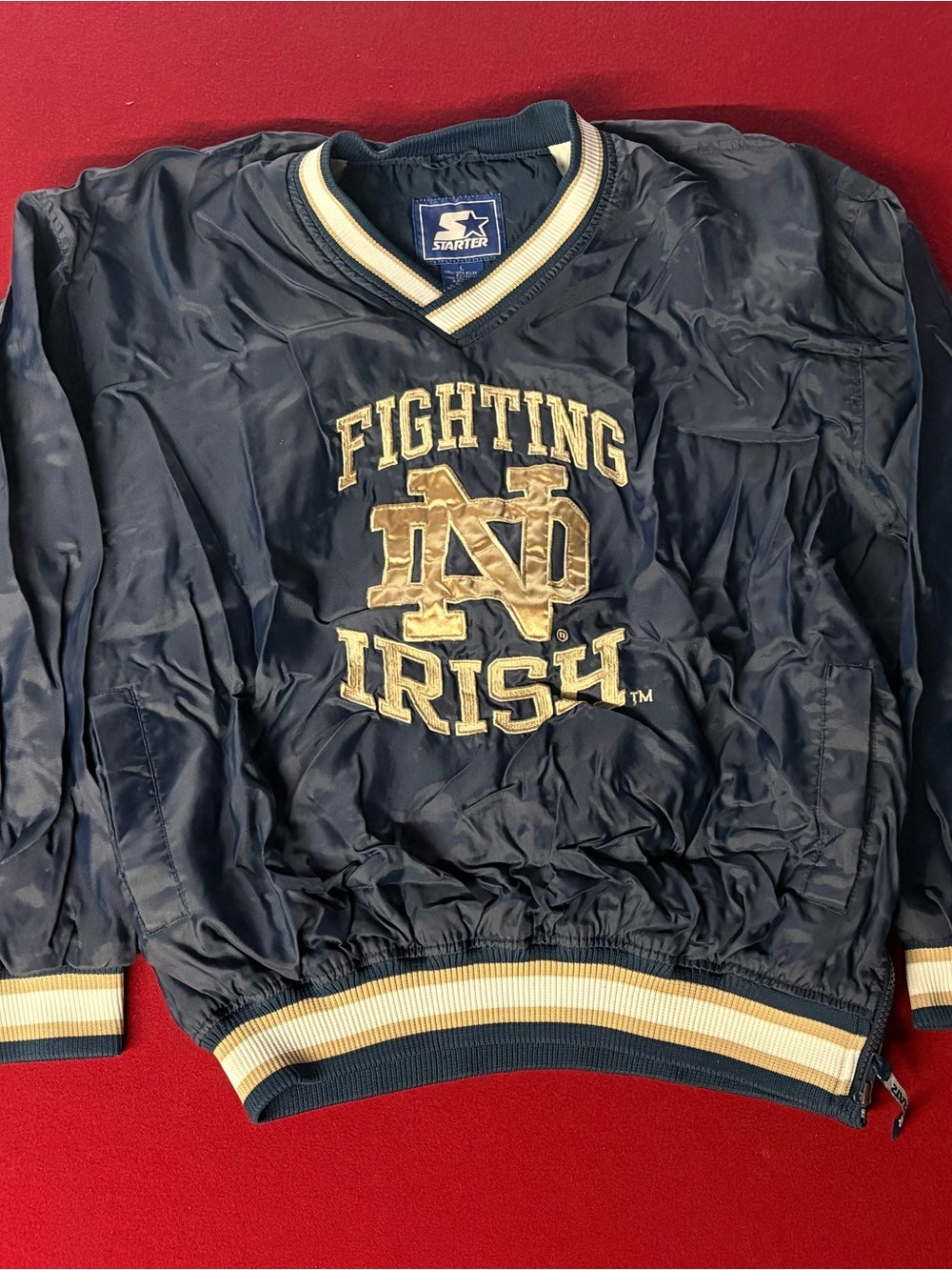 STARTER Navy and Gold Notre Dame Pullover
